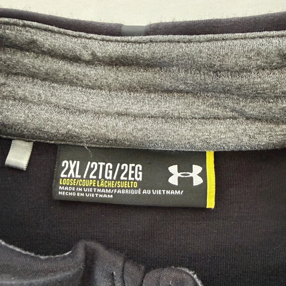 Under Armour Mens Gray Ribbed Quarter Zip Pullover Athletic Jacket Large 2XL